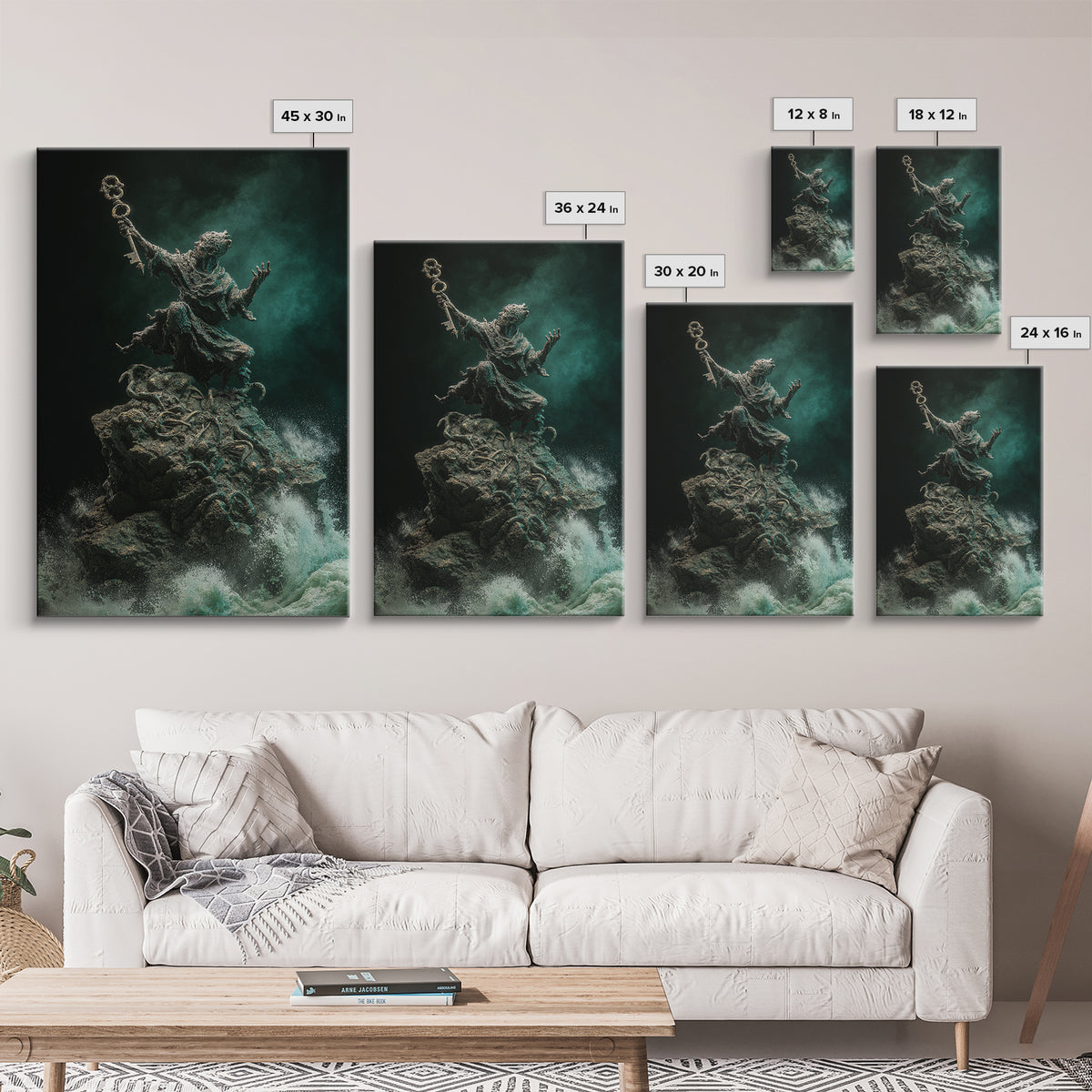 The Keeper Of The Black Reef Key, Vertical Wall Art, Macabre Wall Art, Canvas Print, Halloween Wall Decor, Gothic Home Decor