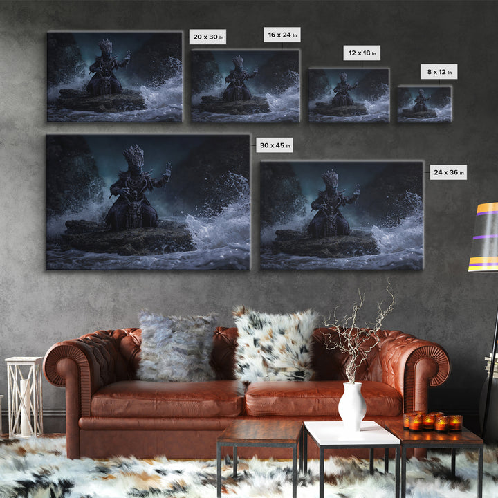 The Keeper Of The Black Reef Key, Landscape Wall Art, Spooky Home Decor, Canvas Print, Halloween Wall Decor, Gothic Home Decor