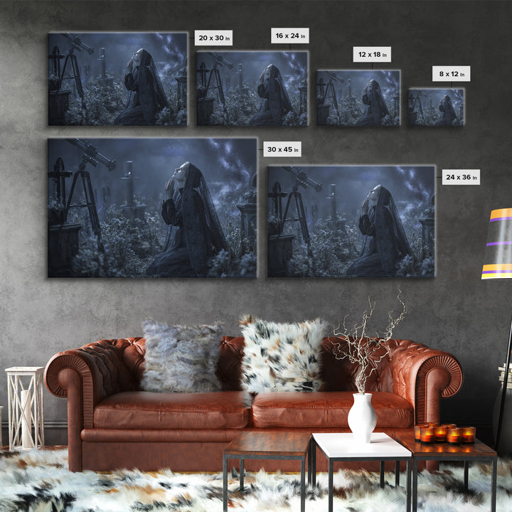 The Widow Of The Whispering Comet, Landscape Wall Art, Lovecraftian Horror Art, Canvas Print, Halloween Wall Decor, Gothic Home Decor