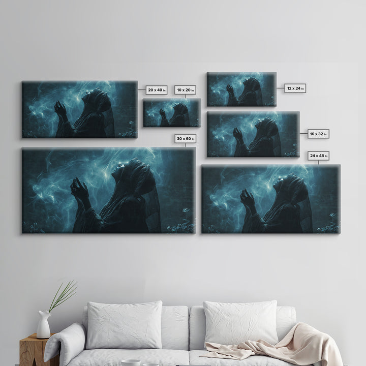 The Widow Of The Whispering Comet, Wide Panoramic Art, Spooky Home Decor, Canvas Print, Halloween Wall Decor, Gothic Home Decor