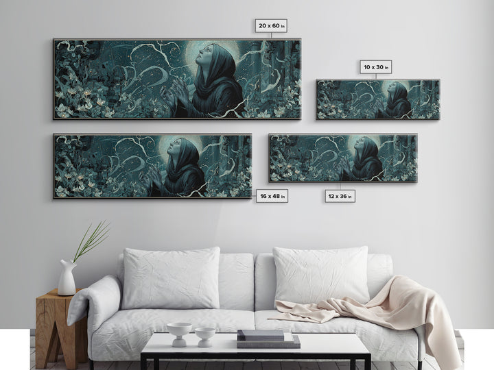 The Widow Of The Whispering Comet, Extra Wide Wall Art, Spooky Home Decor, Canvas Print, Halloween Wall Decor, Gothic Home Decor