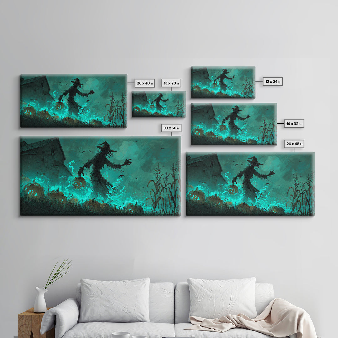The Harvest Of The Eldritch Field, Wide Panoramic Art, Eldritch Gothic Decor, Framed Canvas Print, Halloween Wall Decor, Gothic Home Decor