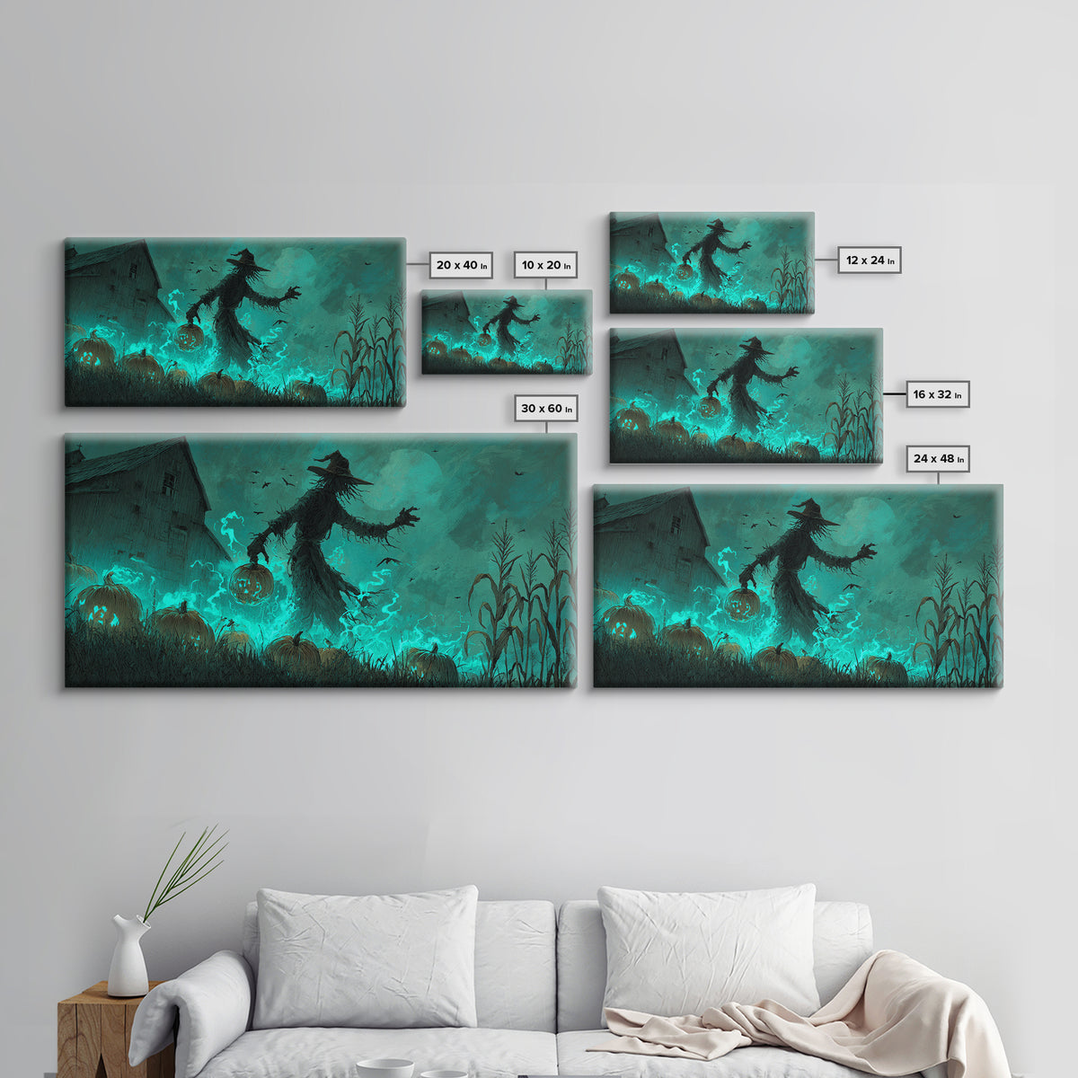The Harvest Of The Eldritch Field, Wide Panoramic Art, Eldritch Gothic Decor, Framed Canvas Print, Halloween Wall Decor, Gothic Home Decor