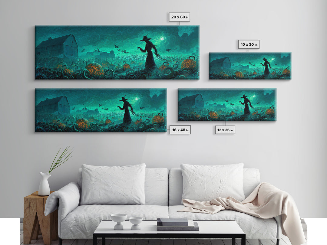 The Harvest Of The Eldritch Field, Extra Wide Wall Art, Macabre Wall Art, Canvas Print, Halloween Wall Decor, Gothic Home Decor