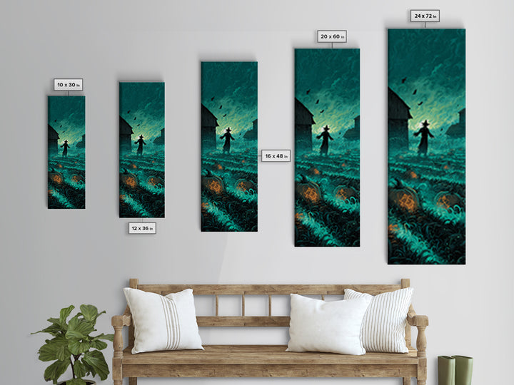 The Harvest Of The Eldritch Field, Tall Narrow Wall Art, Cosmic Horror Wall Art, Framed Canvas Print, Halloween Wall Decor