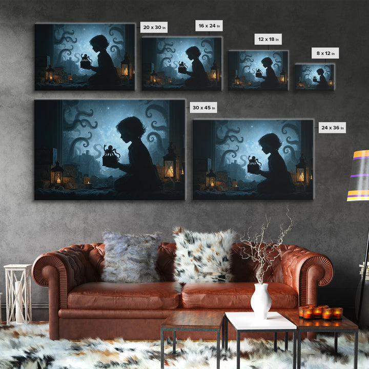 The Child Who Caught A Moon-Spawn, Landscape Wall Art, Haunted Gothic Art, Canvas Print, Halloween Wall Decor, Gothic Home Decor