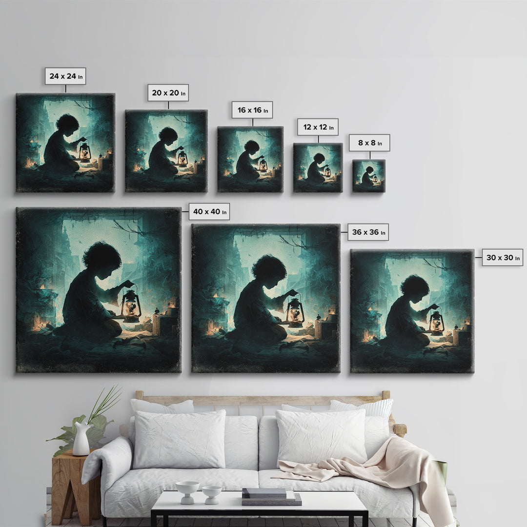 The Child Who Caught A Moon-Spawn, Square Wall Art, Eldritch Gothic Decor, Canvas Print, Halloween Wall Decor, Gothic Home Decor