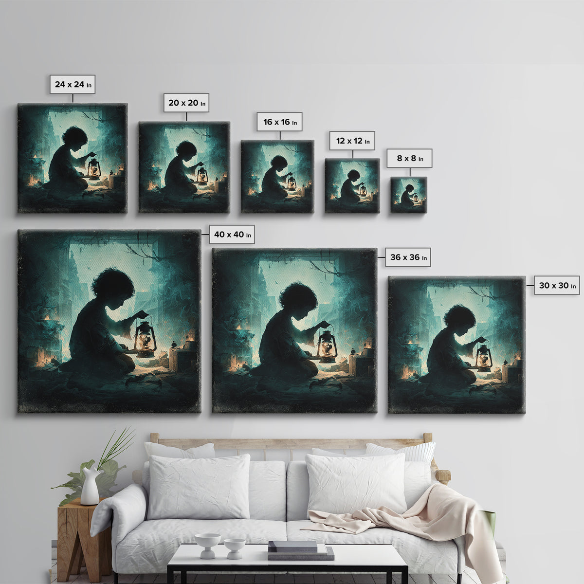 The Child Who Caught A Moon-Spawn, Square Wall Art, Eldritch Gothic Decor, Canvas Print, Halloween Wall Decor, Gothic Home Decor