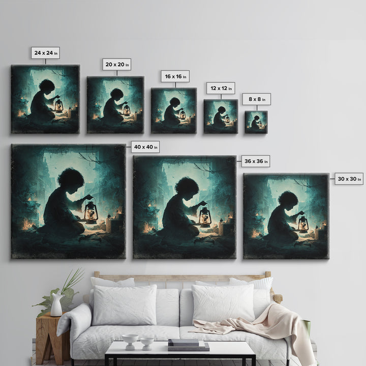 The Child Who Caught A Moon-Spawn, Square Wall Art, Eldritch Gothic Decor, Canvas Print, Halloween Wall Decor, Gothic Home Decor