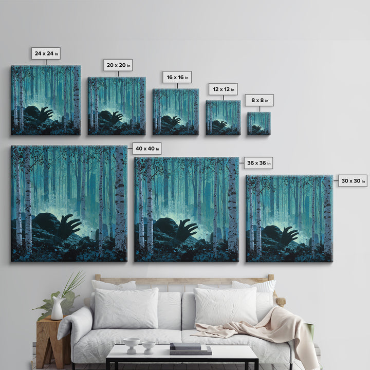 The Sleeper In The Birch Grove, Square Wall Art, Gothic Horror Wall Art, Framed Canvas Print, Halloween Wall Decor, Gothic Home Decor
