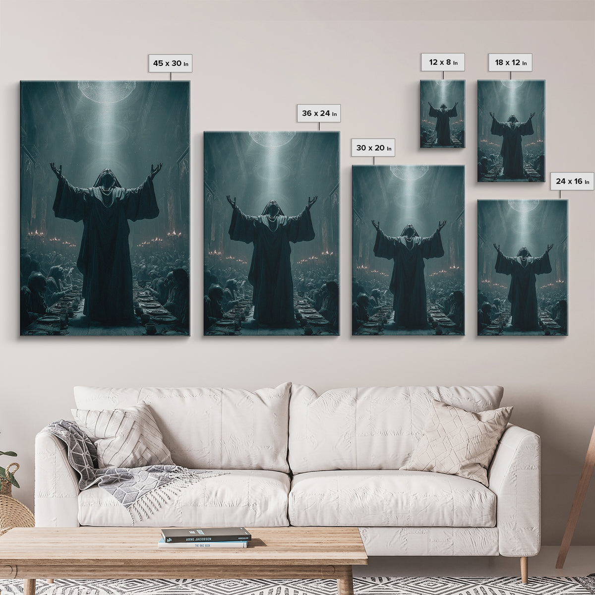 The Feast Of The Pale Cult, Vertical Wall Art, Haunted Gothic Art, Framed Canvas Print, Halloween Wall Decor, Gothic Home Decor