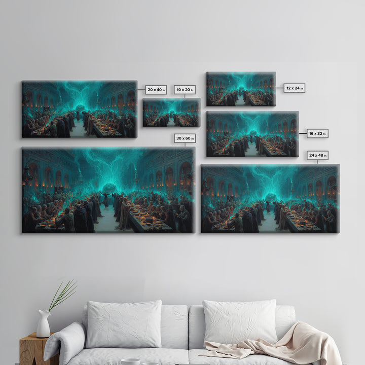 The Feast Of The Pale Cult, Wide Panoramic Art, Haunted Gothic Art, Canvas Print, Halloween Wall Decor, Gothic Home Decor