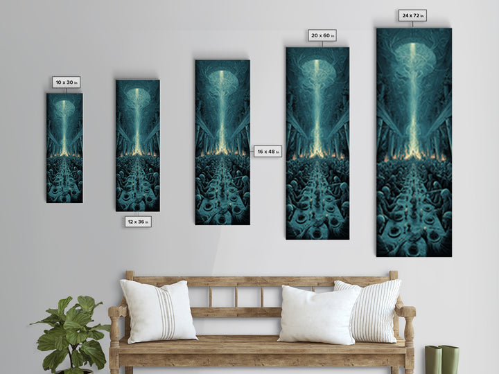 The Feast Of The Pale Cult, Tall Narrow Wall Art, Haunted Gothic Art, Framed Canvas Print, Halloween Wall Decor, Gothic Home Decor