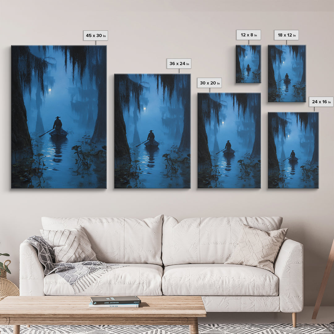 The Ferryman Of The Outer Marsh, Vertical Wall Art, Lovecraftian Horror Art, Canvas Print, Halloween Wall Decor, Gothic Home Decor