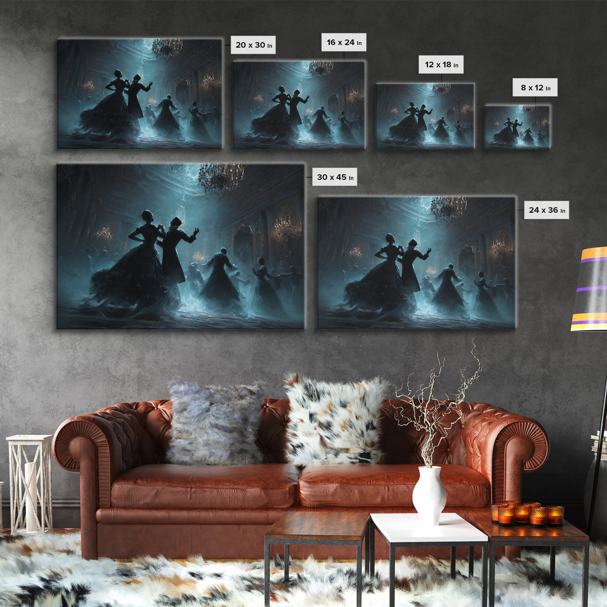 The Ballroom Of Silent Shoggoths, Landscape Wall Art, Haunted Gothic Art, Framed Canvas Print, Halloween Wall Decor, Gothic Home Decor