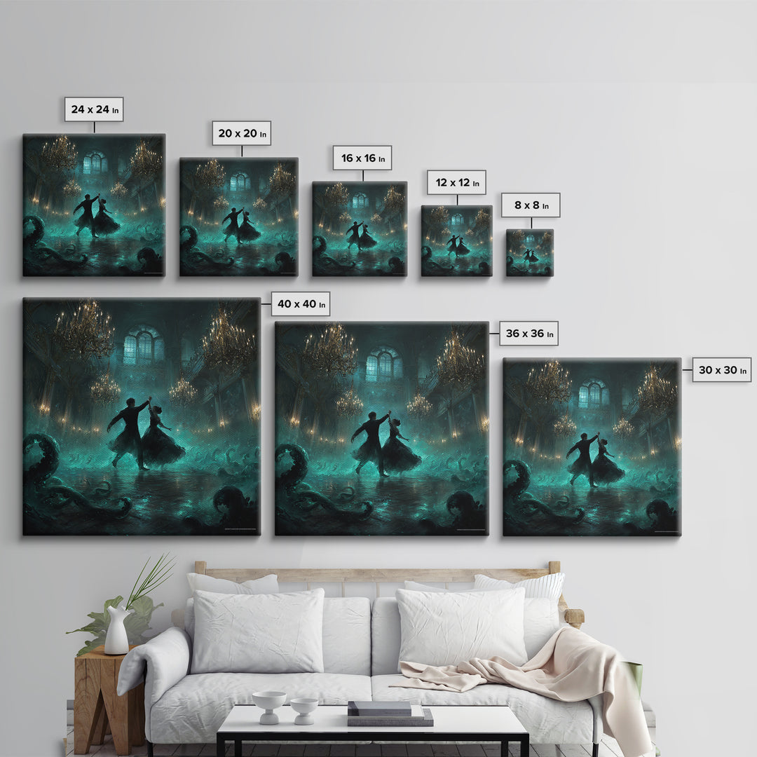 The Ballroom Of Silent Shoggoths, Square Wall Art, Dark Halloween Decor, Canvas Print, Halloween Wall Decor, Gothic Home Decor