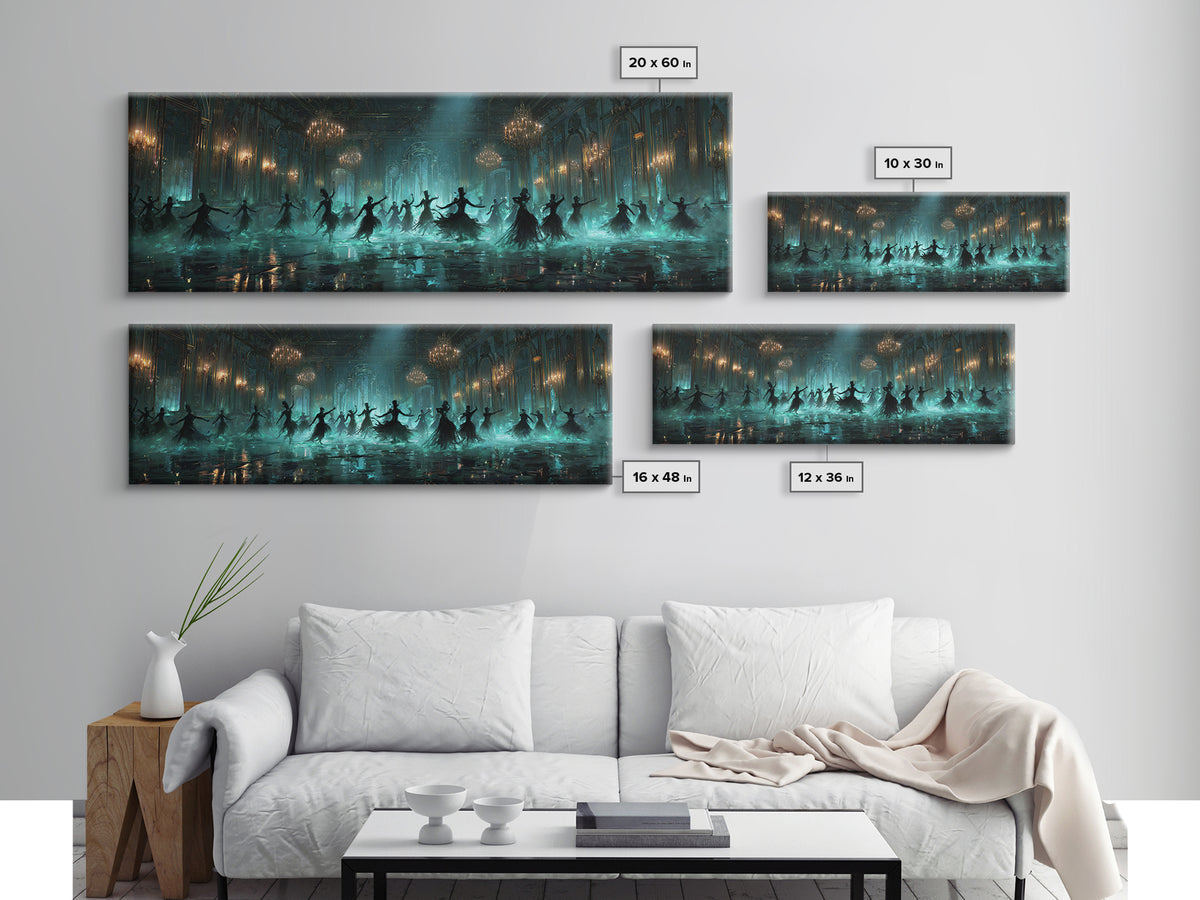 The Ballroom Of Silent Shoggoths, Extra Wide Wall Art, Cosmic Horror Wall Art, Framed Canvas Print, Halloween Wall Decor, Gothic Home Decor
