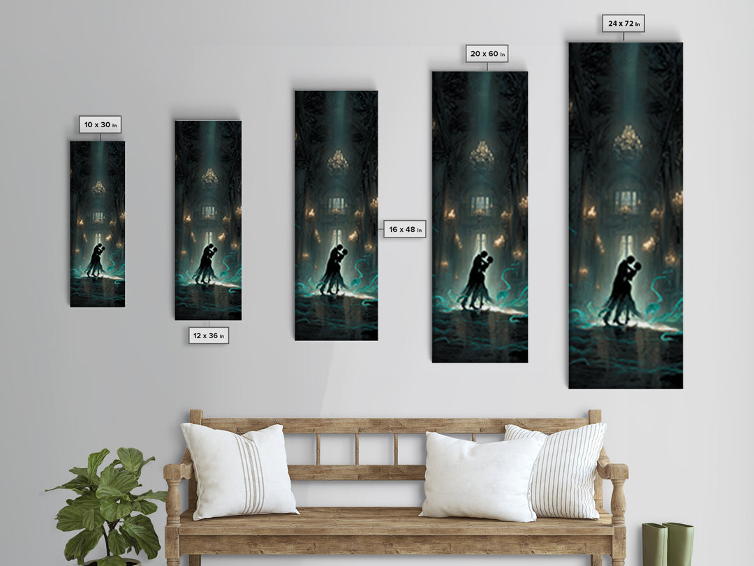 The Ballroom Of Silent Shoggoths, Tall Narrow Wall Art, Gothic Horror Wall Art, Canvas Print, Halloween Wall Decor, Gothic Home Decor
