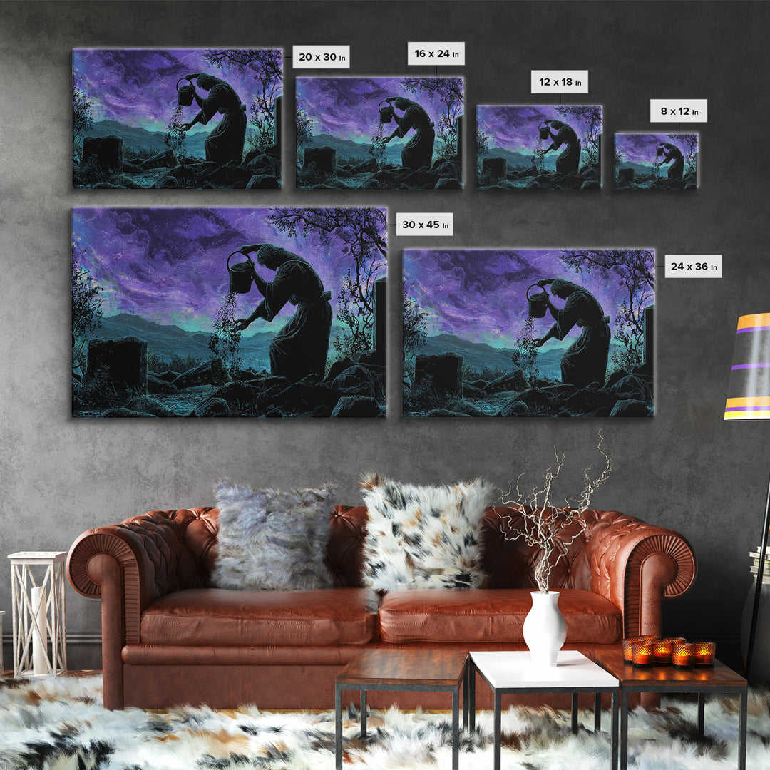 The Grave Gardener Of Yuggoth, Landscape Wall Art, Macabre Wall Art, Canvas Print, Halloween Wall Decor, Gothic Home Decor, Halloween Decor