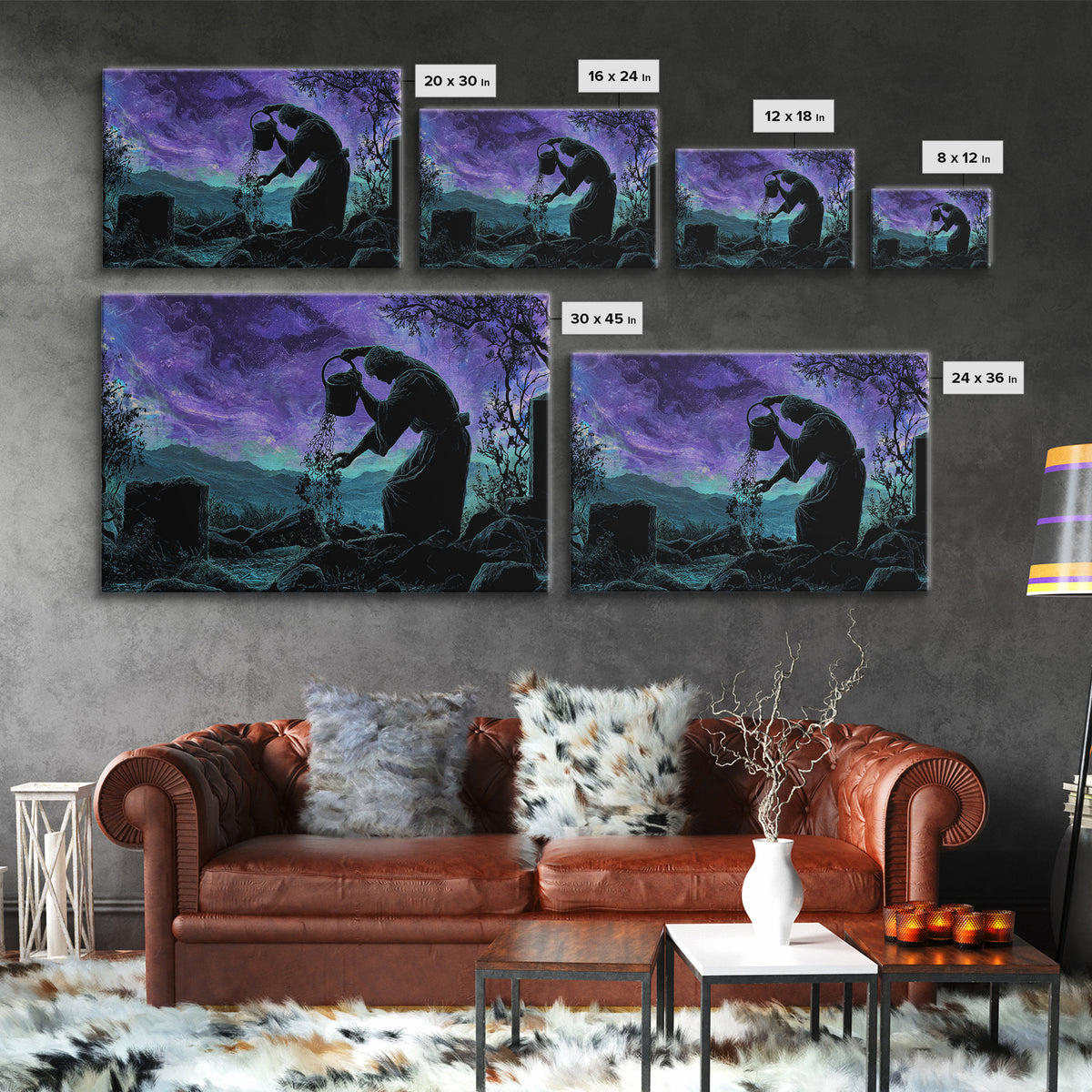 The Grave Gardener Of Yuggoth, Landscape Wall Art, Macabre Wall Art, Canvas Print, Halloween Wall Decor, Gothic Home Decor, Halloween Decor