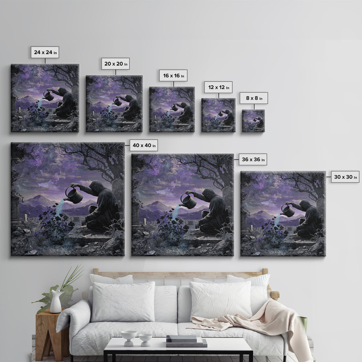 The Grave Gardener Of Yuggoth, Square Wall Art, Cosmic Horror Wall Art, Framed Canvas Print, Halloween Wall Decor, Gothic Home Decor