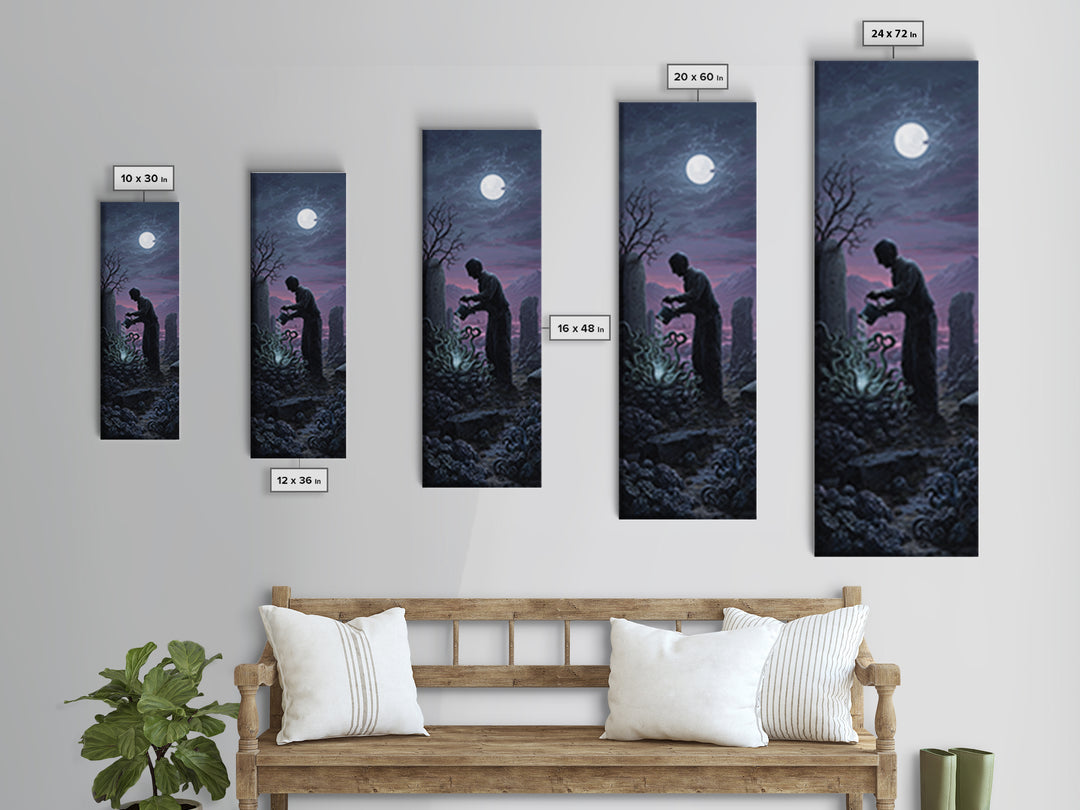 The Grave Gardener Of Yuggoth, Tall Narrow Wall Art, Dark Fantasy Wall Art, Canvas Print, Halloween Wall Decor, Gothic Home Decor