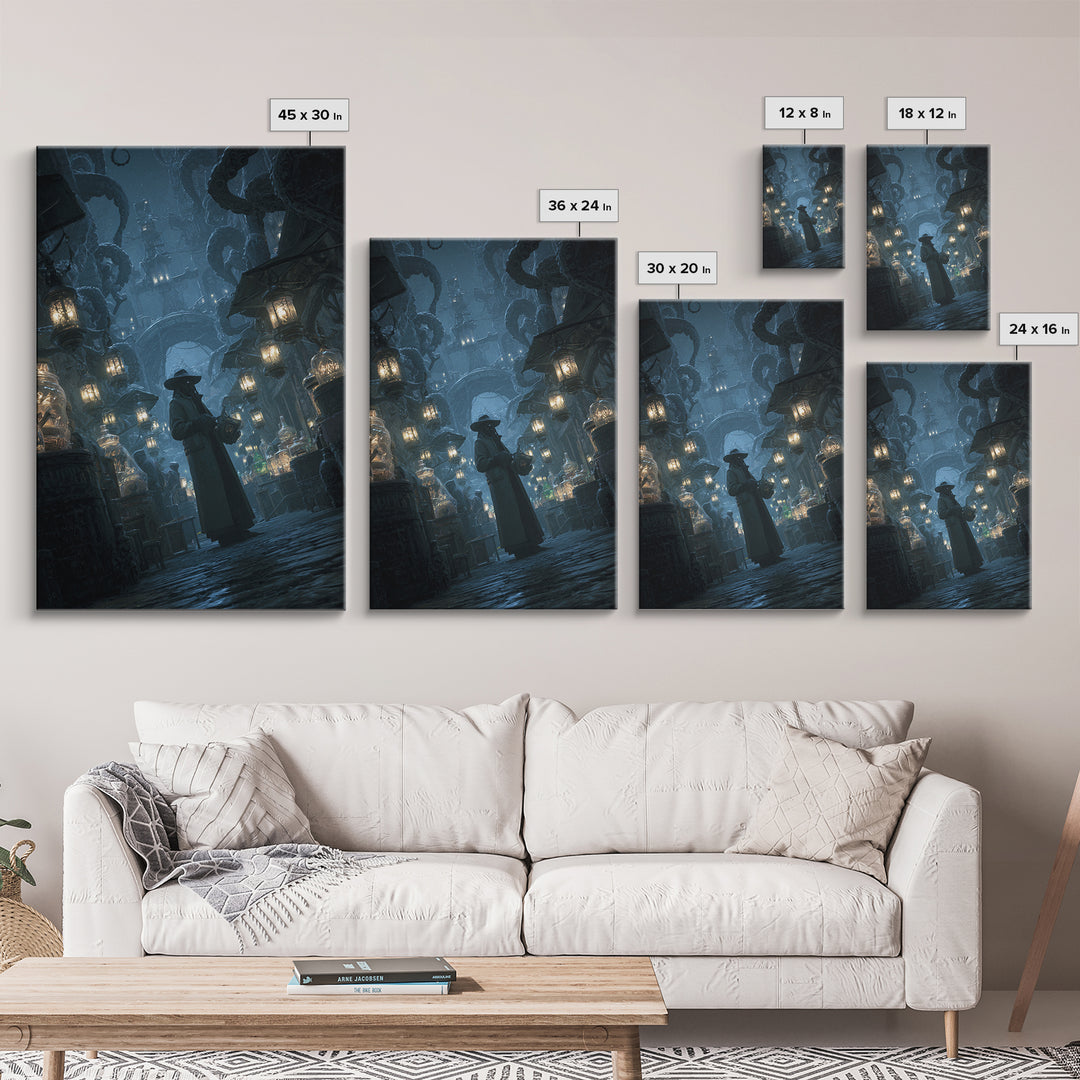 The Lantern Market Beyond The Veil, Vertical Wall Art, Spooky Home Decor, Canvas Print, Halloween Wall Decor, Gothic Home Decor