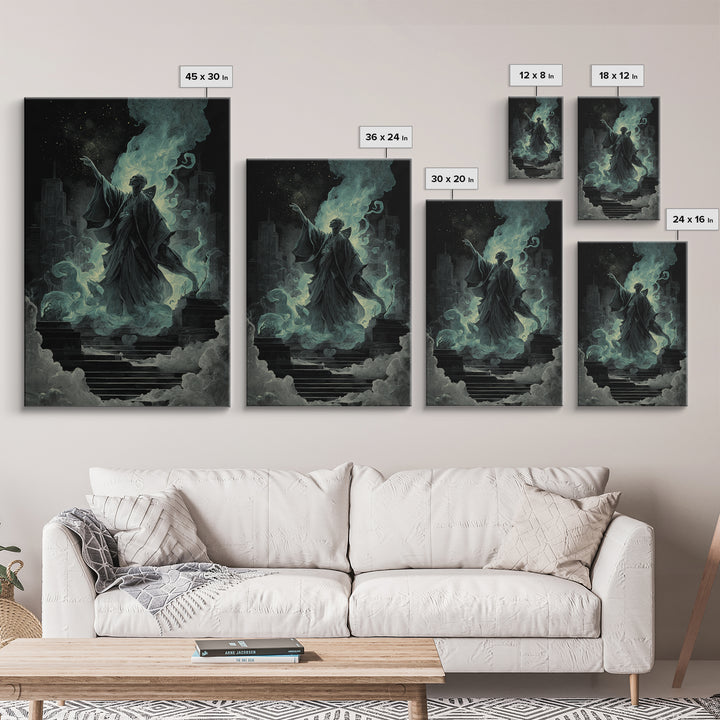 The Moth Prophet Of Kadath, Vertical Wall Art, Dark Halloween Decor, Framed Canvas Print, Halloween Wall Decor, Gothic Home Decor