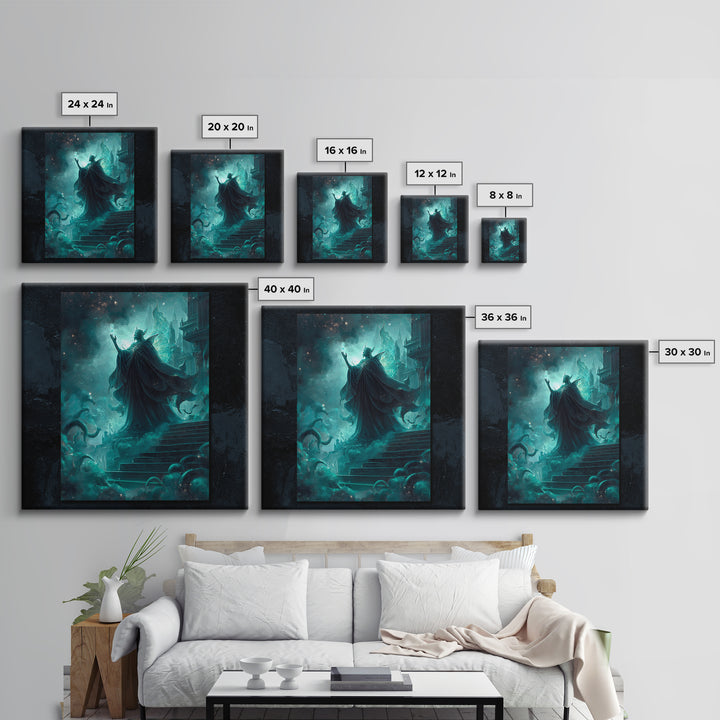 The Moth Prophet Of Kadath, Square Wall Art, Cosmic Horror Wall Art, Framed Canvas Print, Halloween Wall Decor, Gothic Home Decor