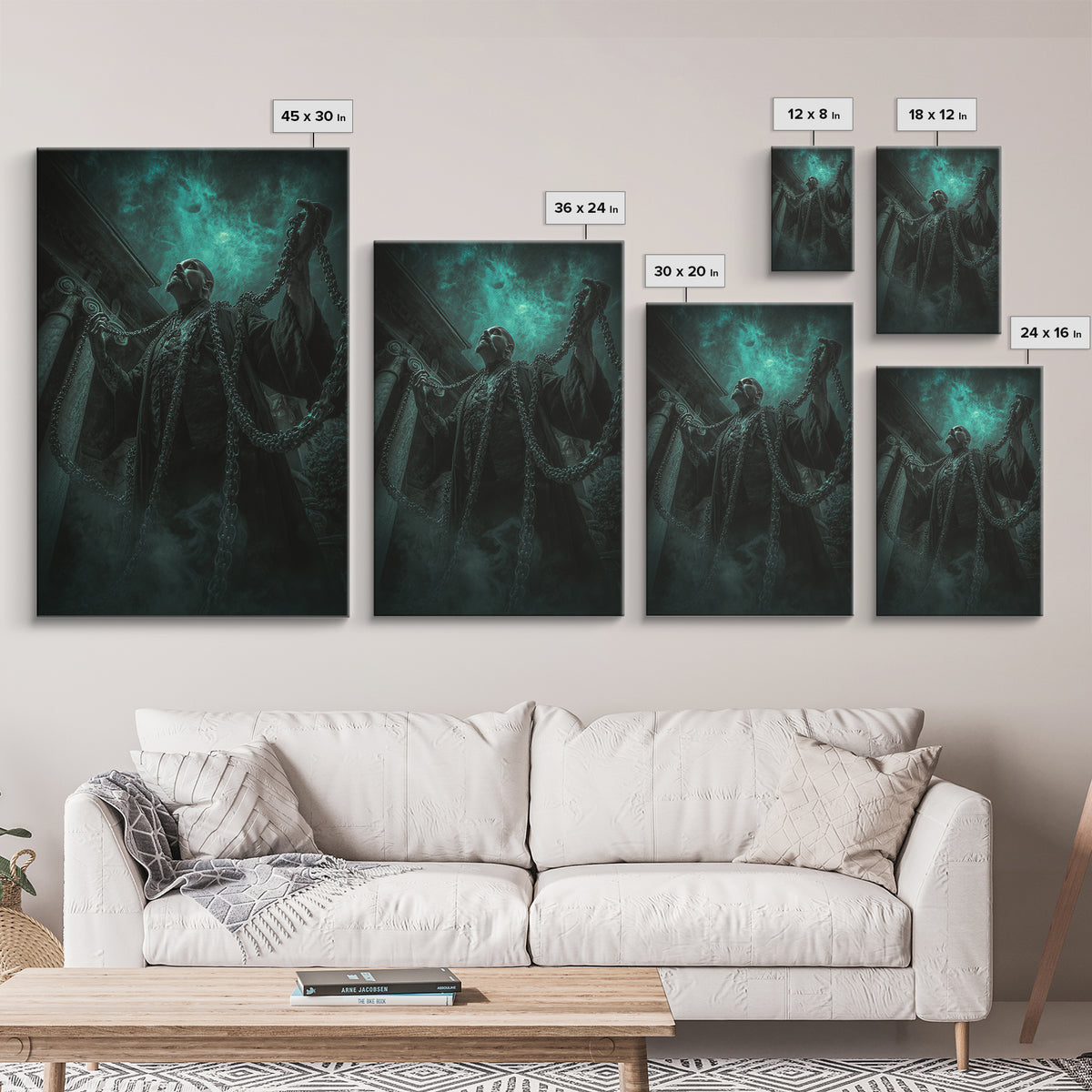 The Moonlit Shoggoth Menagerie, Vertical Wall Art, Macabre Wall Art, Framed Canvas Print, Halloween Wall Decor, Gothic Home Decor