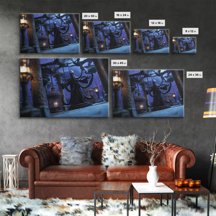 The Moonlit Shoggoth Menagerie, Landscape Wall Art, Cosmic Horror Wall Art, Framed Canvas Print, Halloween Wall Decor, Gothic Home Decor