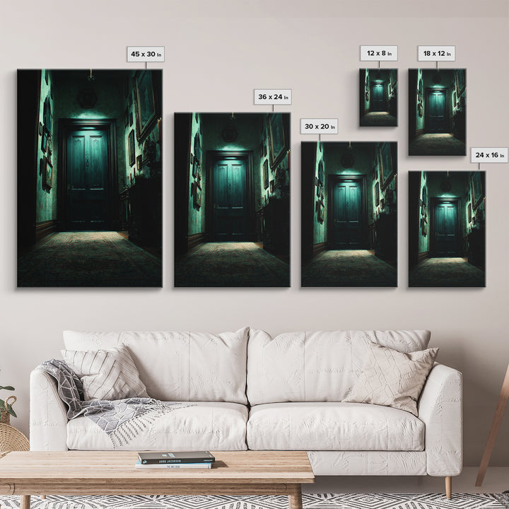 The Thirteenth Door Of Arkham House, Vertical Wall Art, Spooky Home Decor, Canvas Print, Halloween Wall Decor, Gothic Home Decor