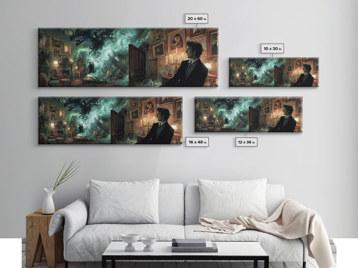 The Thirteenth Door Of Arkham House, Extra Wide Wall Art, Cosmic Horror Wall Art, Framed Canvas Print, Halloween Wall Decor, Halloween Decor