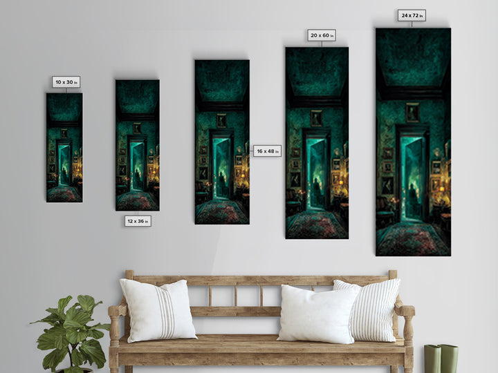 The Thirteenth Door Of Arkham House, Tall Narrow Wall Art, Spooky Home Decor, Canvas Print, Halloween Wall Decor, Gothic Home Decor