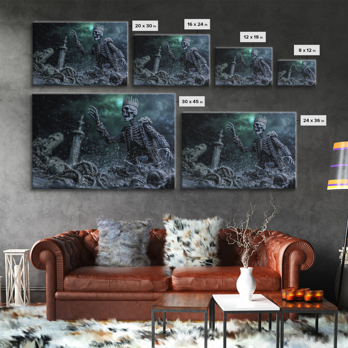 The Salt King Of The Black Shore, Landscape Wall Art, Lovecraftian Horror Art, Canvas Print, Halloween Wall Decor, Gothic Home Decor