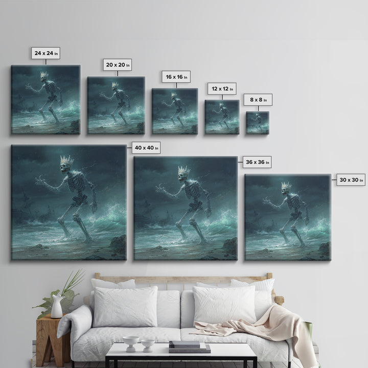 The Salt King Of The Black Shore, Square Wall Art, Dark Halloween Decor, Framed Canvas Print, Halloween Wall Decor, Gothic Home Decor