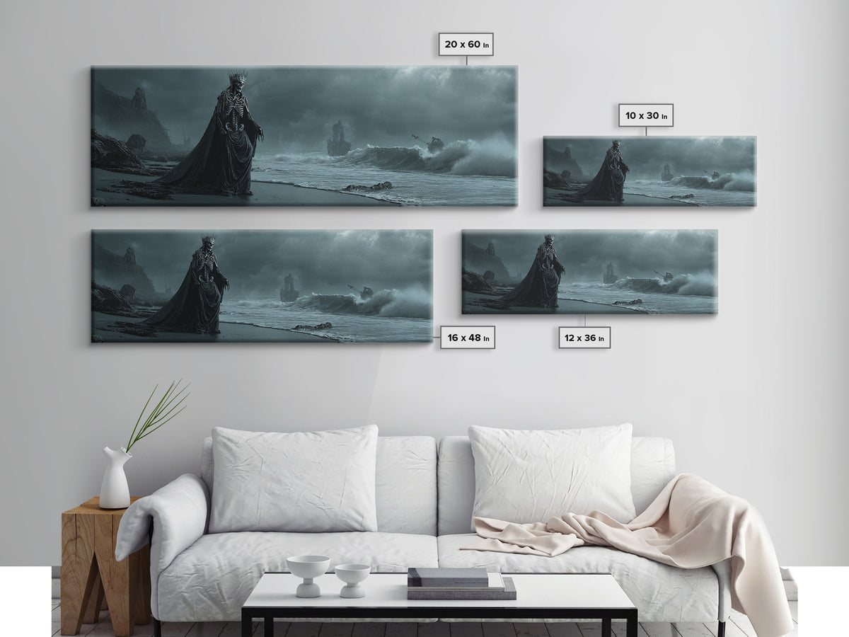 The Salt King Of The Black Shore, Extra Wide Wall Art, Gothic Horror Wall Art, Framed Canvas Print, Halloween Wall Decor, Gothic Home Decor