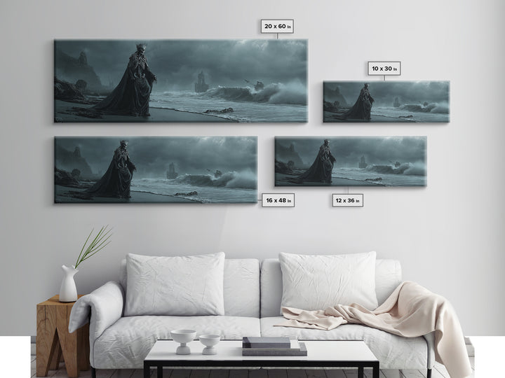 The Salt King Of The Black Shore, Extra Wide Wall Art, Gothic Horror Wall Art, Framed Canvas Print, Halloween Wall Decor, Gothic Home Decor