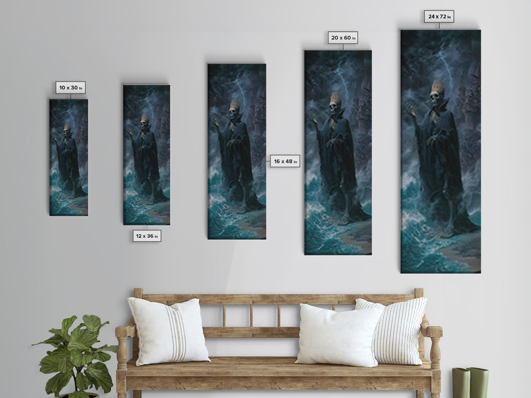 The Salt King Of The Black Shore, Tall Narrow Wall Art, Dark Halloween Decor, Framed Canvas Print, Halloween Wall Decor, Gothic Home Decor