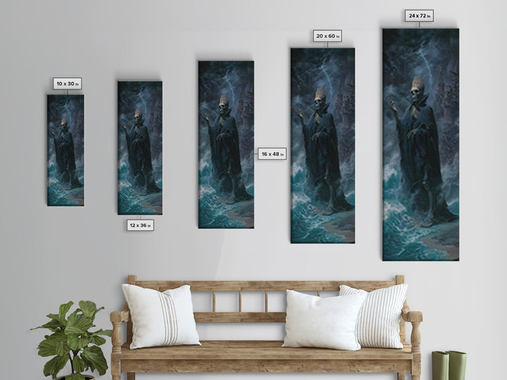 The Salt King Of The Black Shore, Tall Narrow Wall Art, Dark Halloween Decor, Framed Canvas Print, Halloween Wall Decor, Gothic Home Decor