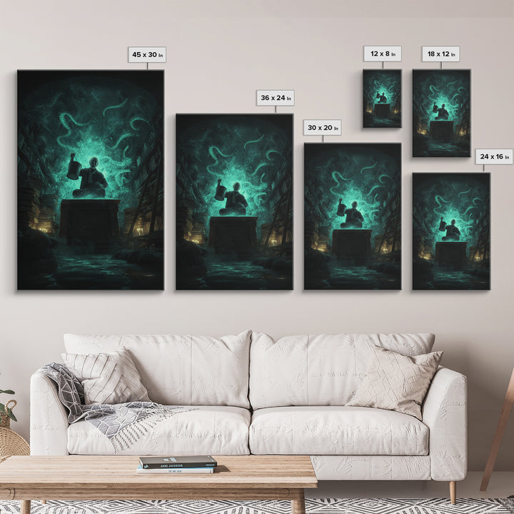 The Dreamwell Beneath Miskatonic, Vertical Wall Art, Dark Fantasy Wall Art, Canvas Print, Halloween Wall Decor, Gothic Home Decor