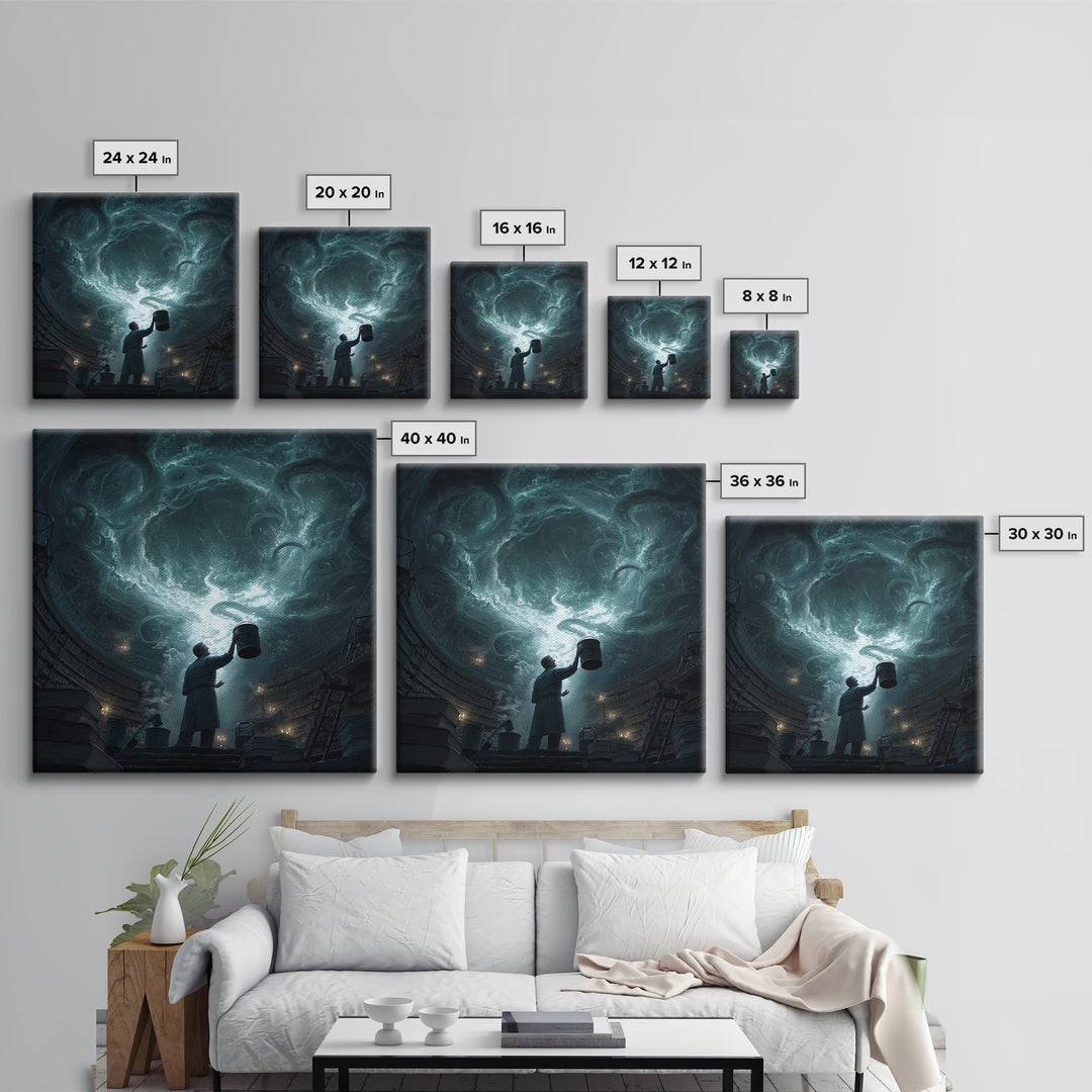 The Dreamwell Beneath Miskatonic, Square Wall Art, Eldritch Gothic Decor, Canvas Print, Halloween Wall Decor, Gothic Home Decor