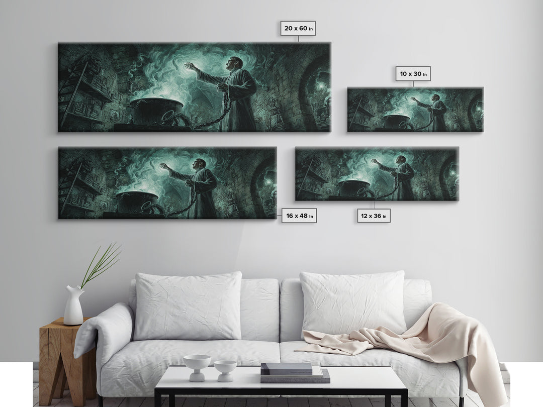 The Dreamwell Beneath Miskatonic, Extra Wide Wall Art, Eldritch Gothic Decor, Canvas Print, Halloween Wall Decor, Gothic Home Decor