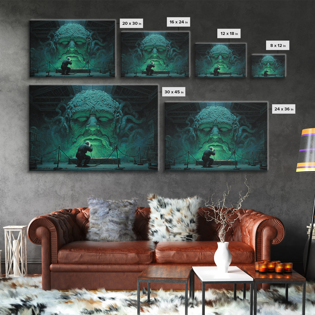 The Custodian Of The Whispering Idol, Landscape Wall Art, Dark Halloween Decor, Canvas Print, Halloween Wall Decor, Gothic Home Decor