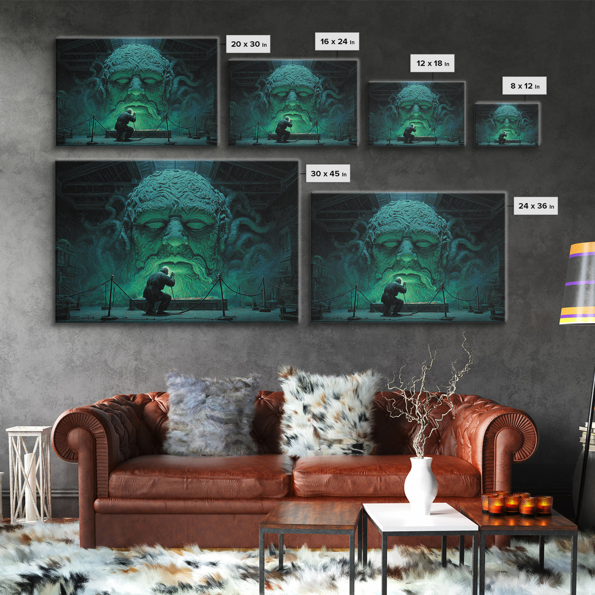 The Custodian Of The Whispering Idol, Landscape Wall Art, Dark Halloween Decor, Canvas Print, Halloween Wall Decor, Gothic Home Decor