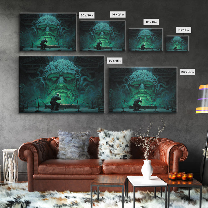 The Custodian Of The Whispering Idol, Landscape Wall Art, Dark Halloween Decor, Canvas Print, Halloween Wall Decor, Gothic Home Decor