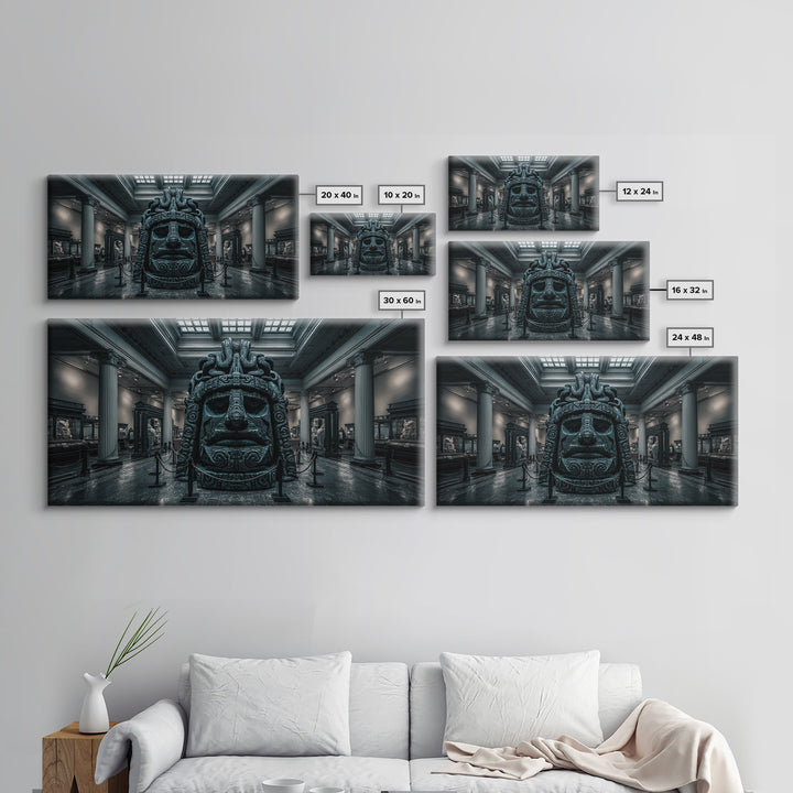 The Custodian Of The Whispering Idol, Wide Panoramic Art, Eldritch Gothic Decor, Framed Canvas Print, Halloween Wall Decor, Macabre Wall Art