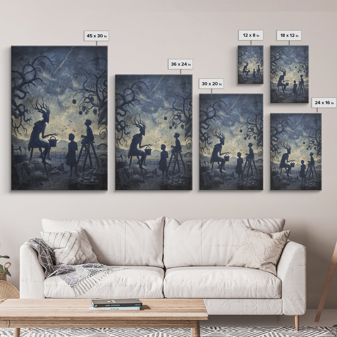 The Children Of The Star Orchard, Vertical Wall Art, Haunted Gothic Art, Canvas Print, Halloween Wall Decor, Gothic Home Decor