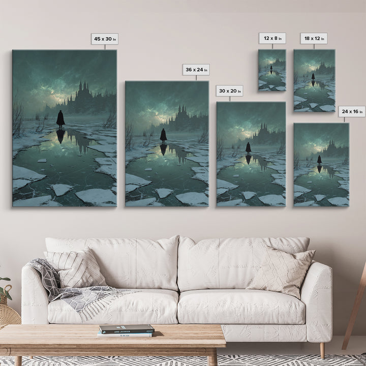 The Frost Beyond Carcosa, Vertical Wall Art, Eldritch Gothic Decor, Framed Canvas Print, Halloween Wall Decor, Gothic Home Decor