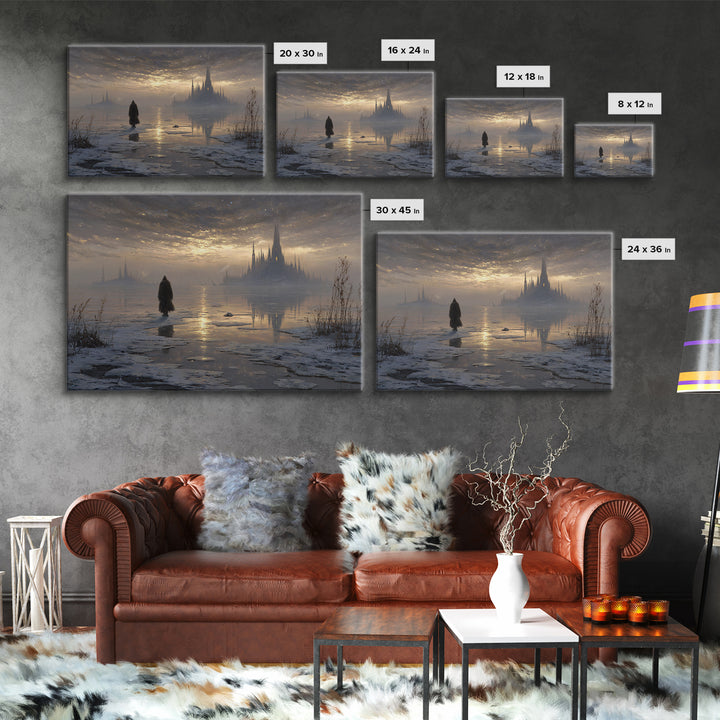 The Frost Beyond Carcosa, Landscape Wall Art, Dark Halloween Decor, Canvas Print, Halloween Wall Decor, Gothic Home Decor, Dark Fantasy Art